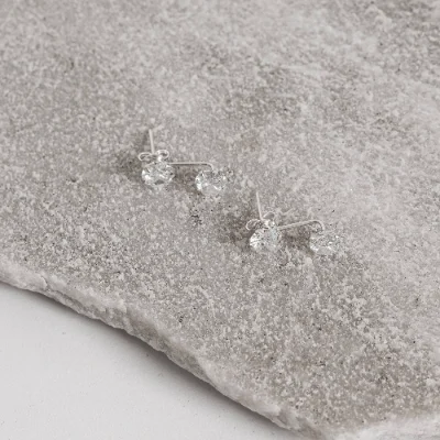Brinco Duas Zircônias Cristal 6mm