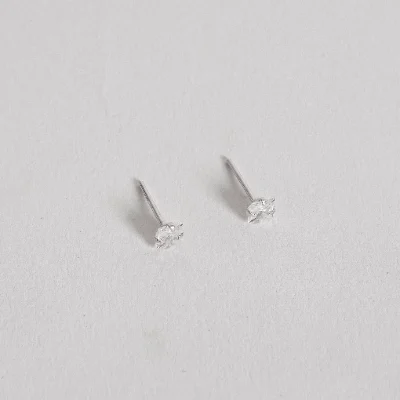 Brinco Zircônia Quadrada Cristal 4mm