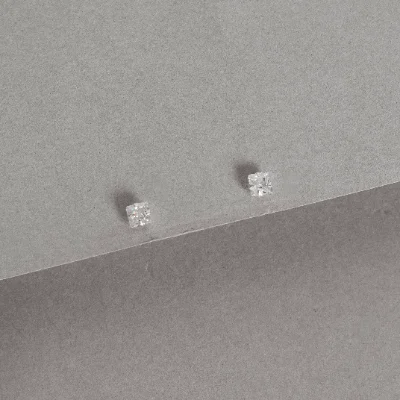 Brinco Zircônia Quadrada Cristal 4mm