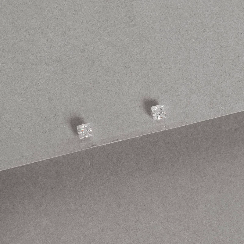 Brinco Zircônia Quadrada Cristal 4mm