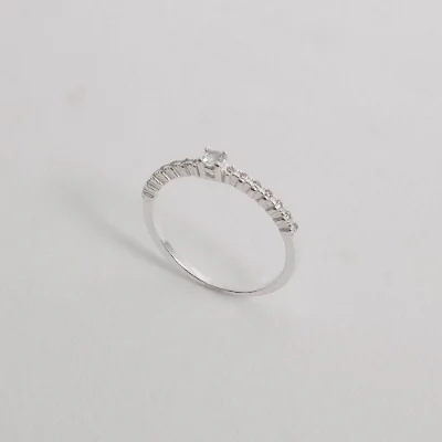 Anel Meia Aliança com Solitário 3mm