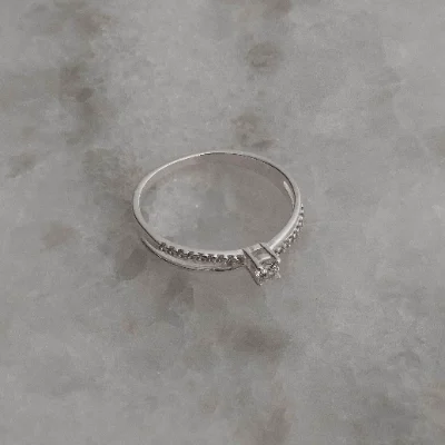 Anel Solitário Fio Duplo Liso e Cravejado