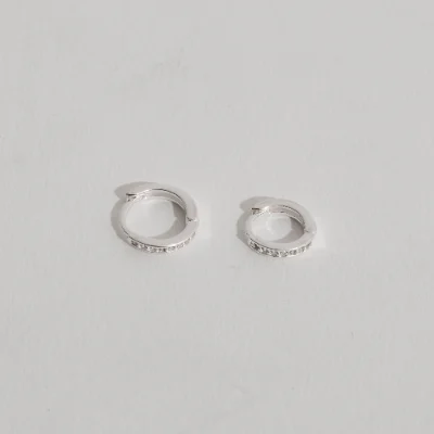 Dupla Argolas Click Cravejadas 9mm e 10mm Fio Quadrado