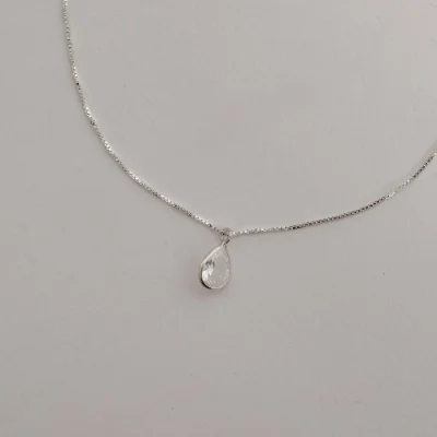 Colar Zircônia Gota 8mm 45cm