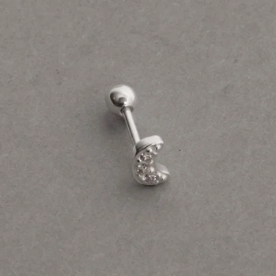 Piercing Haste Lua Cravejada 5mm Orelha Esquerda