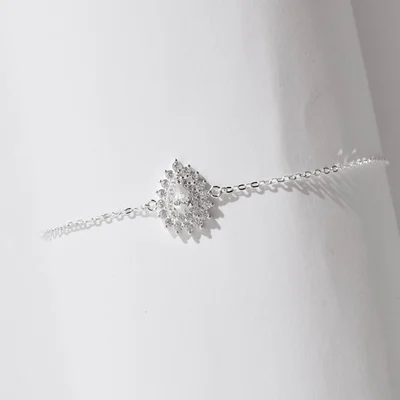 Pulseira Entremeio Zircônia Gota Com Cravejo 13mm 16+4cm