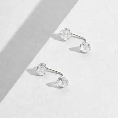 Brinco Duas Zircônias Cristal 5mm