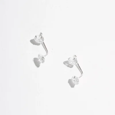 Brinco Duas Zircônias Cristal 5mm