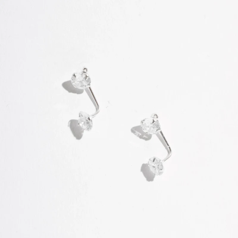 Brinco Duas Zircônias Cristal 5mm