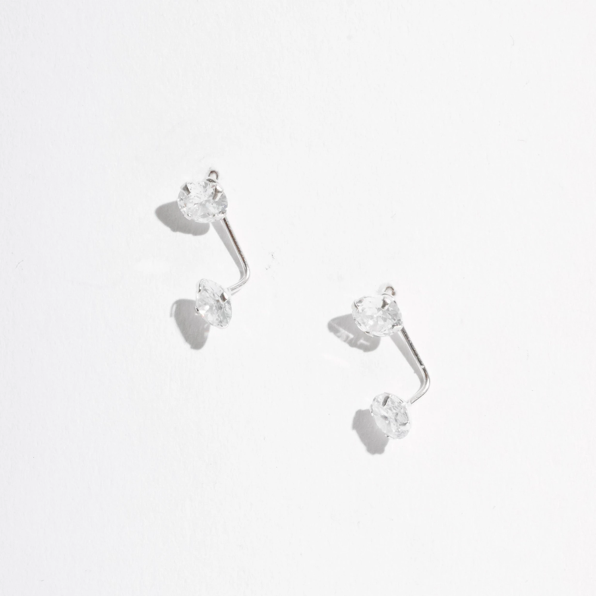 Brinco Duas Zircônias Cristal 5mm