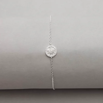 Pulseira Entremeio Botão Cravejado 9mm Corrente Cadeado 16+5cm