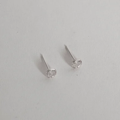 Brinco Zircônia Redonda Cristal Embutida 5mm