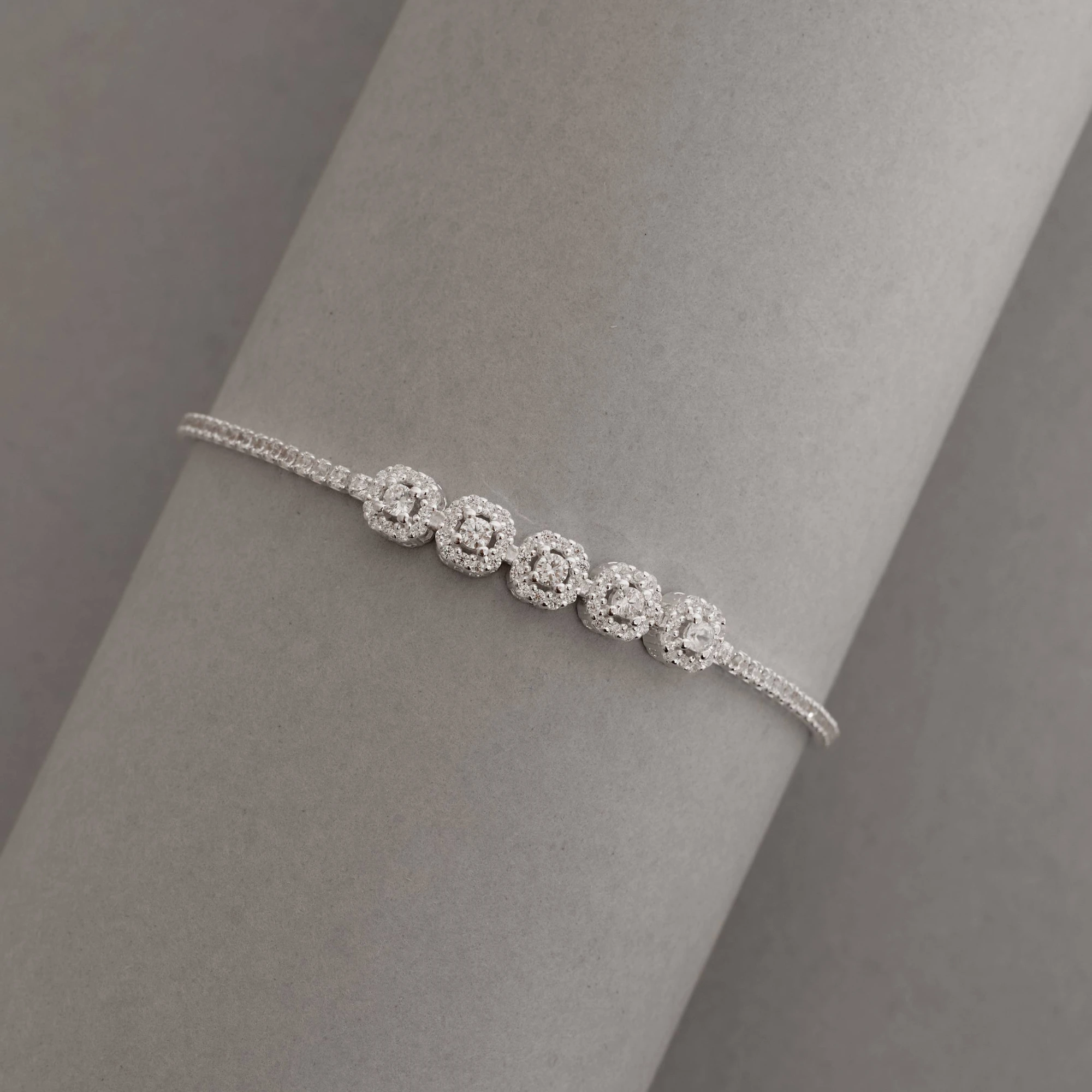 Pulseira Riviera Entremeio Quadrados Cravejados 16+4cm