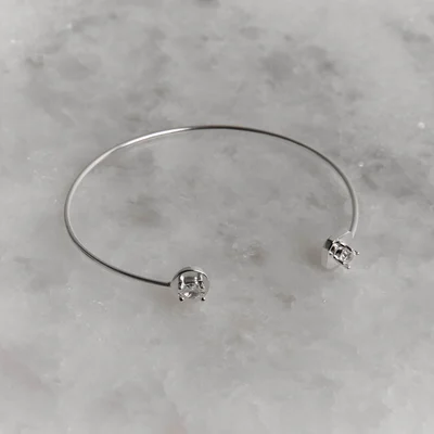 Bracelete 2 Zircônias Redonda e Oval Regulável