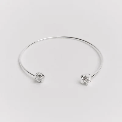 Bracelete 2 Zircônias Redonda e Oval Regulável