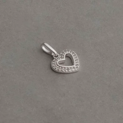 Pingente Coração Vazado Com Cravejo 10mm