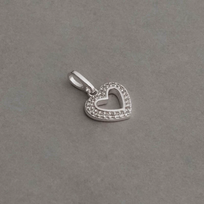 Pingente Coração Vazado Com Cravejo 10mm