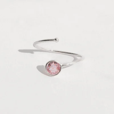Anel Bola e Zircônia Rosa 5mm Regulável P