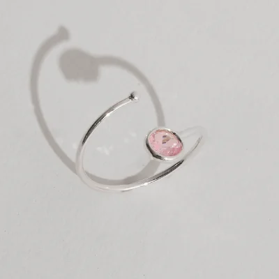 Anel Bola e Zircônia Rosa 5mm Regulável P