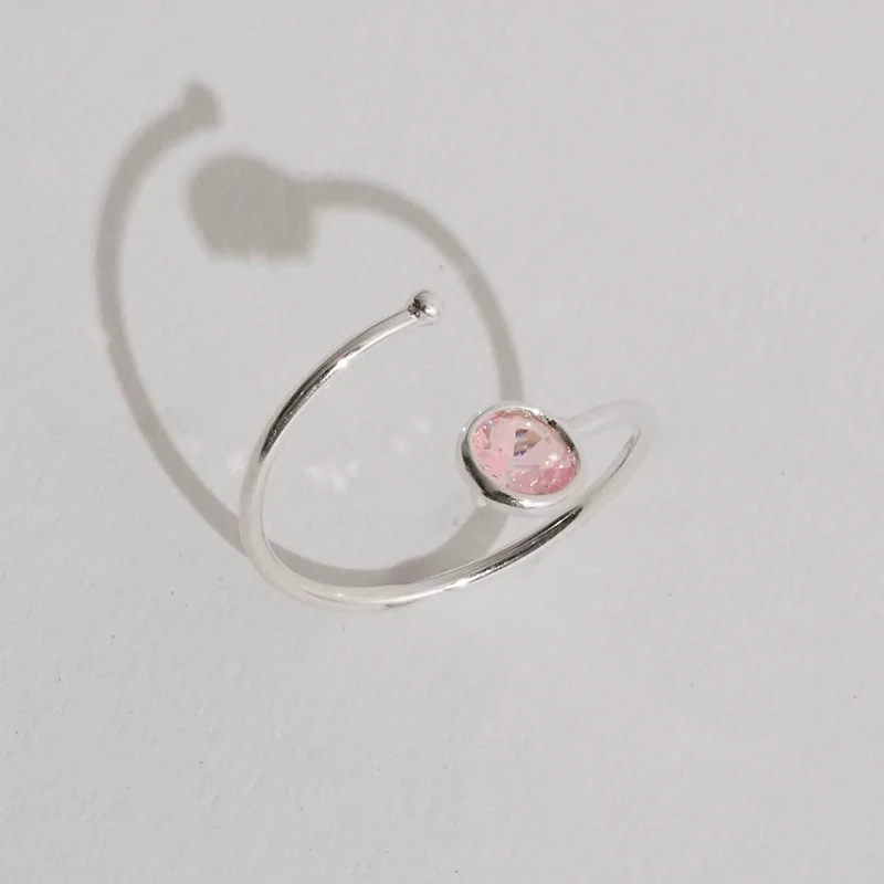 Anel Bola e Zircônia Rosa 5mm Regulável P