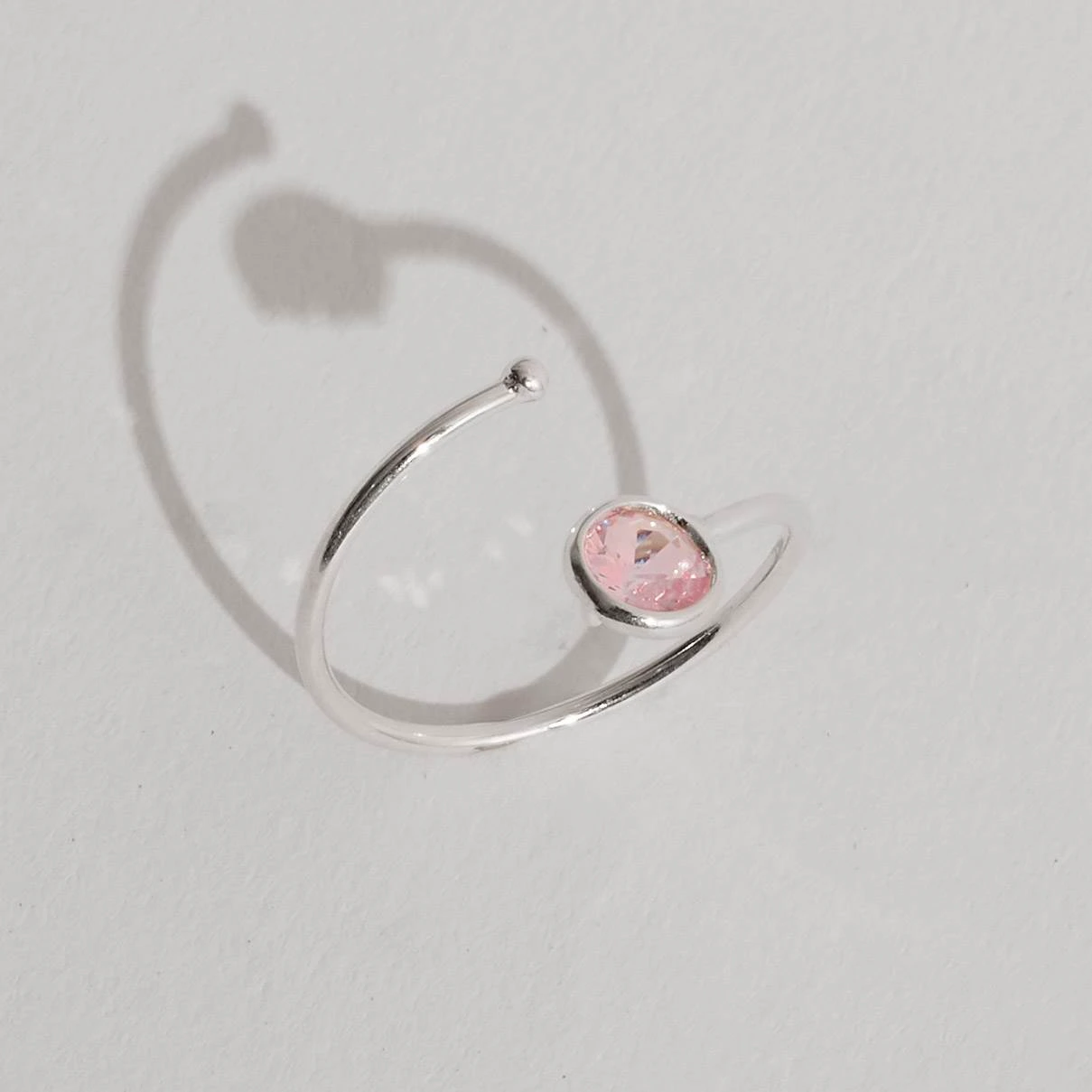 Anel Bola e Zircônia Rosa 5mm Regulável P