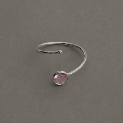 Anel Bola e Zircônia Rosa 5mm Regulável P