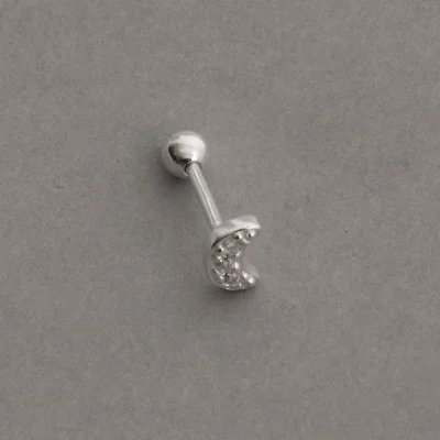 Piercing Haste Lua Cravejada 5mm Orelha Direita