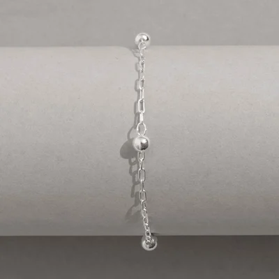 Pulseira Infantil Entremeio Bolas 4mm Corrente Cartier 15cm