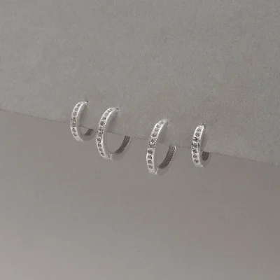 Duplas Argolas Click Cravejadas 9mm e 12mm Fio Quadrado