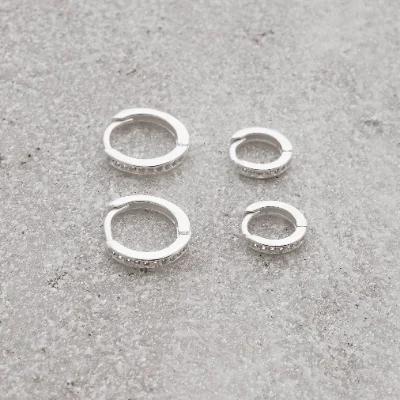 Duplas Argolas Click Cravejadas 9mm e 12mm Fio Quadrado