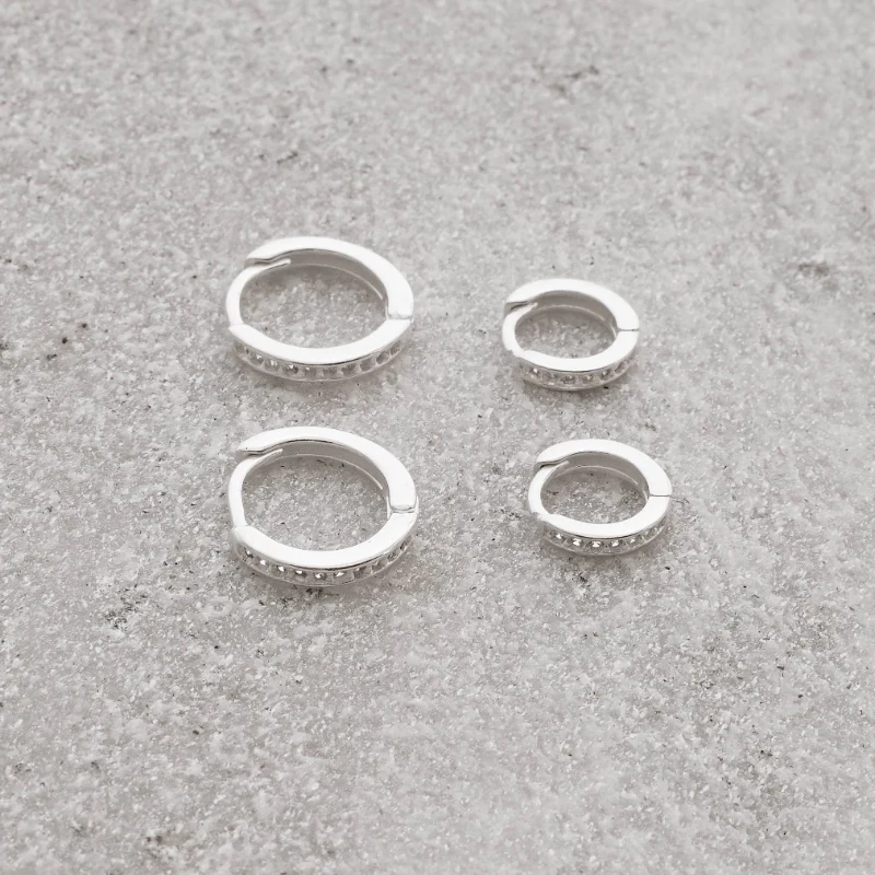 Duplas Argolas Click Cravejadas 9mm e 12mm Fio Quadrado