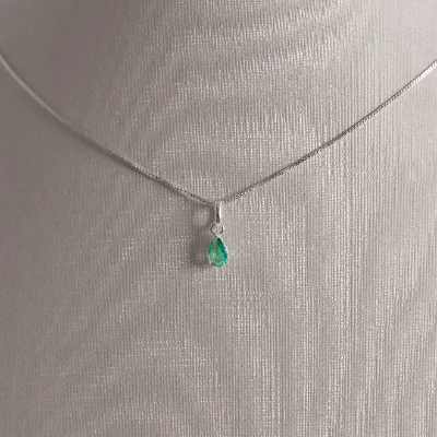 Conjunto Brinco e Colar Zircônia Gota Turmalina 6x4 40cm