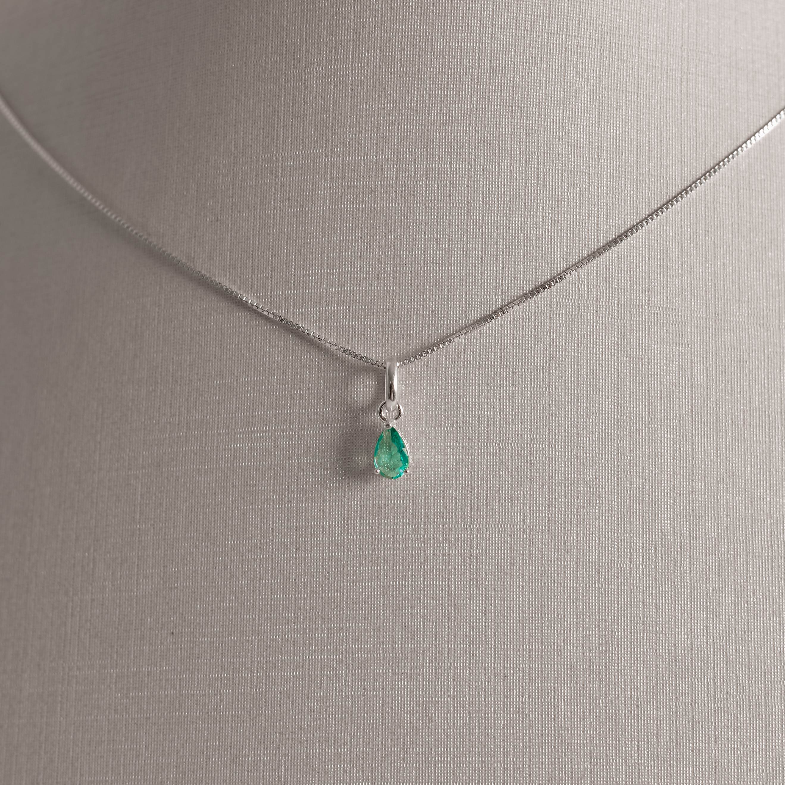 Conjunto Brinco e Colar Zircônia Gota Turmalina 6x4 40cm