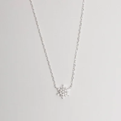 Colar Entremeio Floco de Neve Cravejada 9mm Corrente Cadeado 40+5cm
