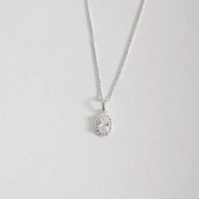 Colar Pingente Zircônia Cristal Oval Cravejada 9mm 45cm