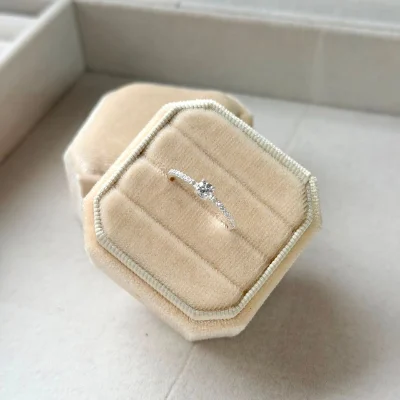 Anel Solitário com Aro Cravejado em Prata 925 – 3,5 mm