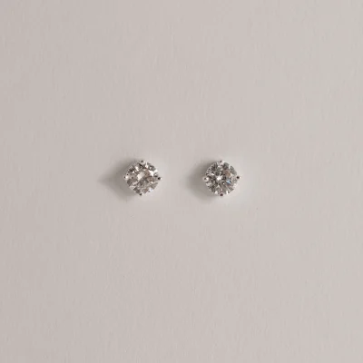 Conjunto Brinco e Colar Zircônia Redonda Cristal 6mm 45cm