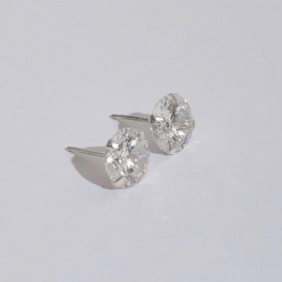 Brinco Zircônia Europeia Redonda Cristal 10mm