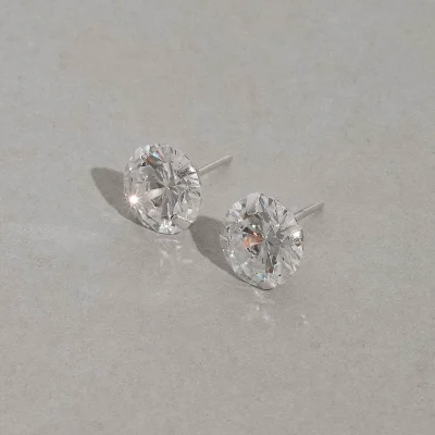 Brinco Zircônia Europeia Redonda Cristal 10mm