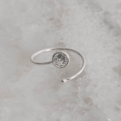 Anel Bola e Zircônia Cristal 5mm Regulável P