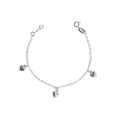 Pulseira Infantil Pingentes Corações 6mm 15cm