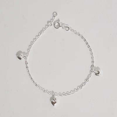 Pulseira Infantil Pingentes Corações 6mm 15cm