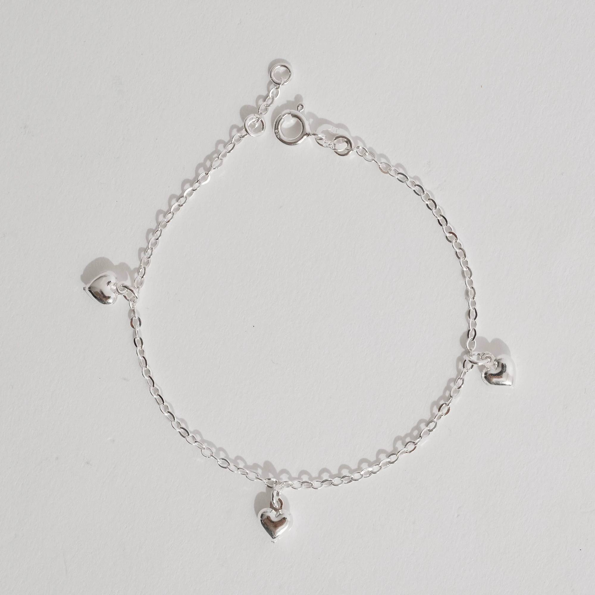 Pulseira Infantil Pingentes Corações 6mm 15cm