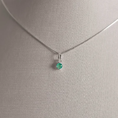 Conjunto Brinco e Colar Zircônia Redonda Turmalina 4mm 40cm