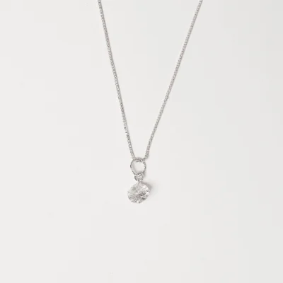 Colar Pingente Zircônia Redonda Cristal 6mm 40cm