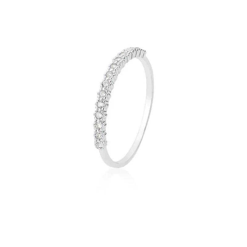 Anel Aro Fino Cravejado em Prata 925 – 1 mm