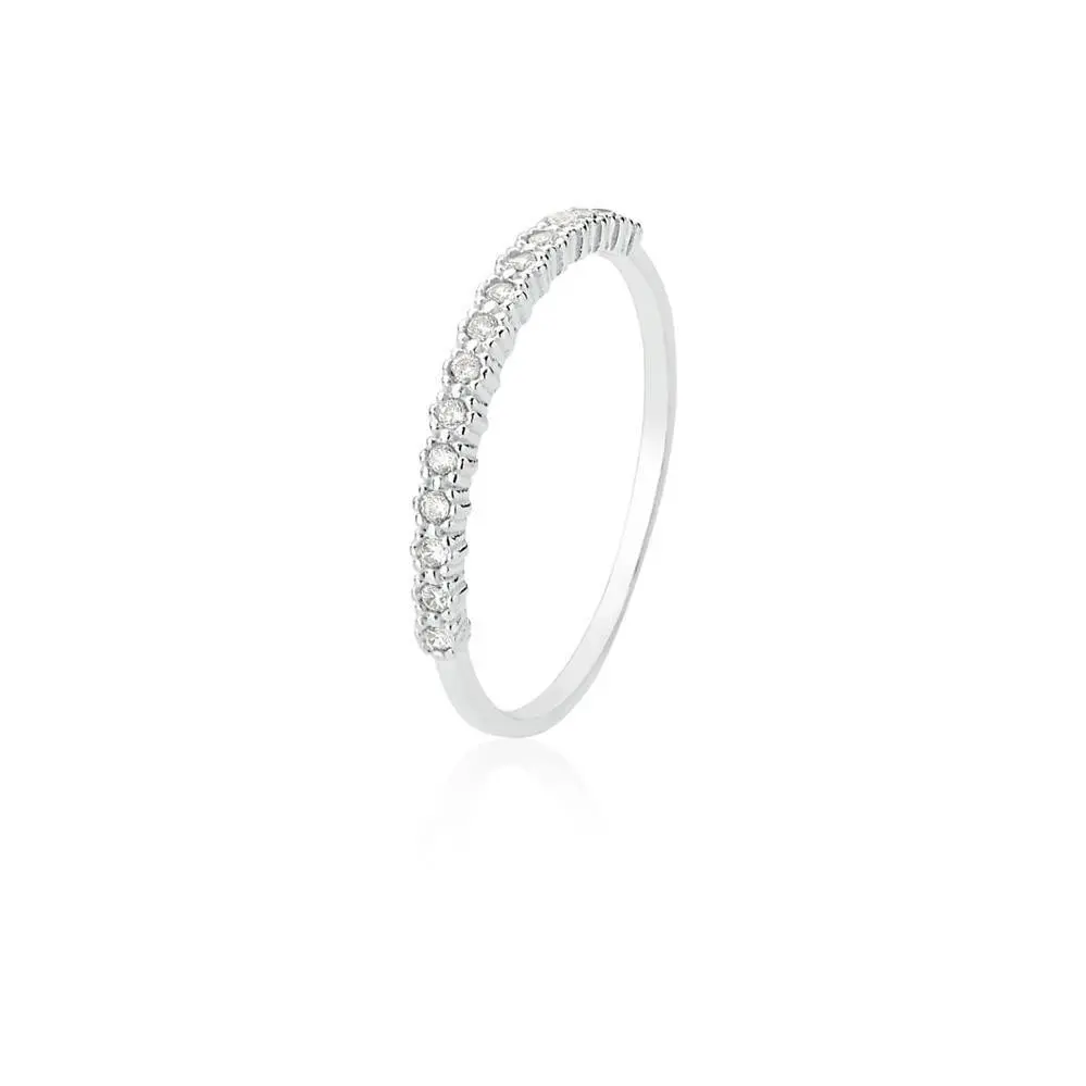 Anel Aro Fino Cravejado em Prata 925 – 1 mm